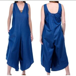 Elegant Blue V-Neck Jumpsuit